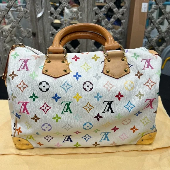 💙🩷Louis Vuitton x Takashi💚💜 White Multicolor Monogram Speedy 30 - Picture 11 of 11
